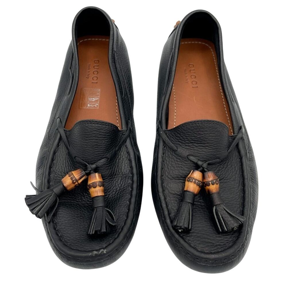 Gucci Black Leather Driving Shoe with Bamboo Tassel Women 36